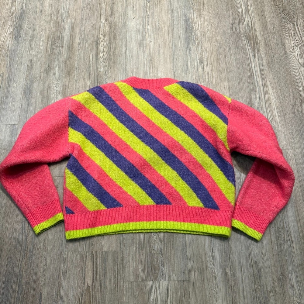 Zara Womens‎ Medium Snail Neon Fuzzy Crop Boxy Sweater - Picture 2 of 7